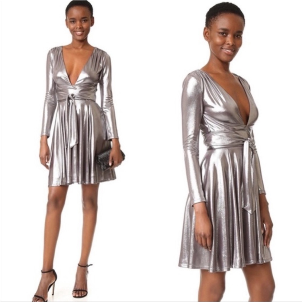 Halston Metallic Cocktail Dress